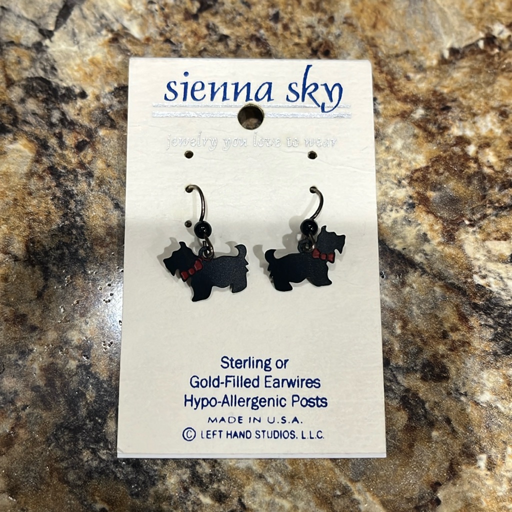 Brand New Sienna Sky Scottie Dog Earrings